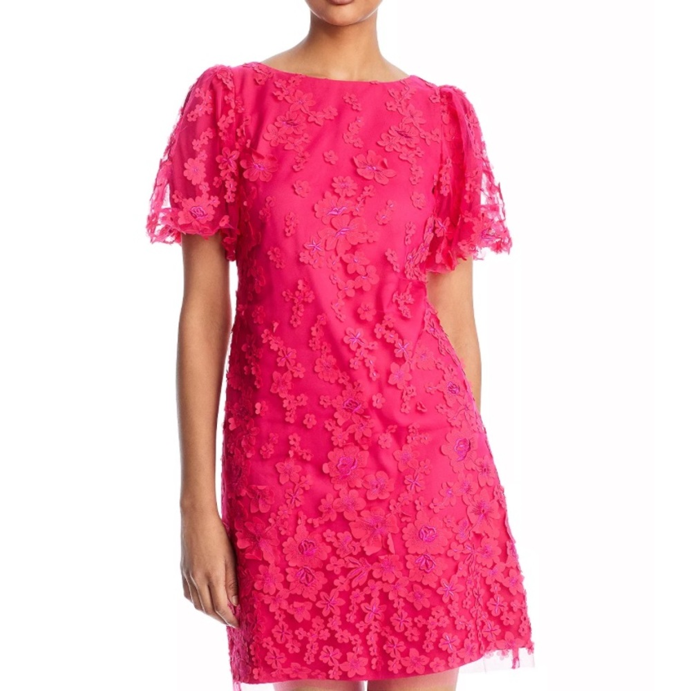 Eliza J Pink 3D Floral Shift Dress